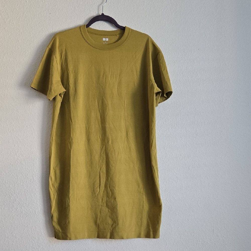 Uniqlo Mustard Green Crew Neck T-Shirt Dress Size S